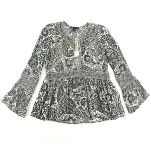 American Eagle Outfitters Keyhole Boho Paisley Top